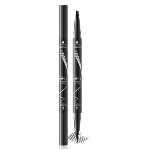 HAMKU Lápiz De Cejas,Resistente Al Agua,2 En 1,Lápiz De Cejas De Doble Punta Con Microblading,Duradero,Eyebrow Pencil Con Cabezal De Lápiz Delineador Para Múltiples Usos(Negro)