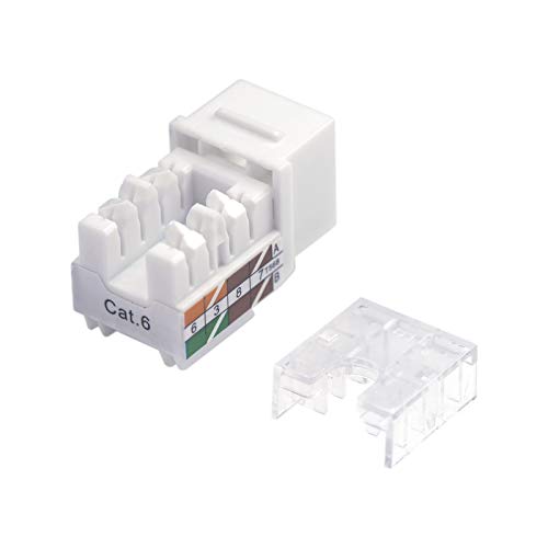 Leenue 15-Pack CAT6 Keystone Jacks 90-Degree, Punch Down Keystone Jack Adapter,RJ45 Keystone Insert Module Connector for Wall Plate/Patch Panel, White - Thumbnail 3
