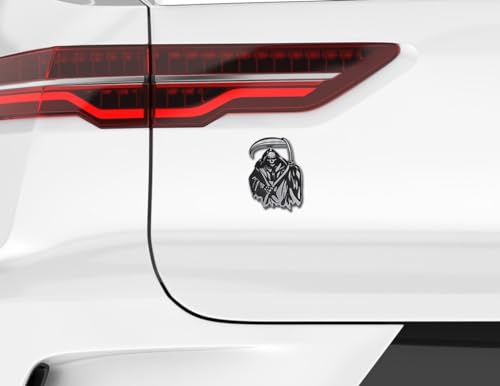 Image of Elektroplate Exclusive Metalhead Collection Reaper All Metal Emblem for Cars, Trucks, and All Auto | Universal Fit at 3.4 inch x 2.4 inch | Weatherproof