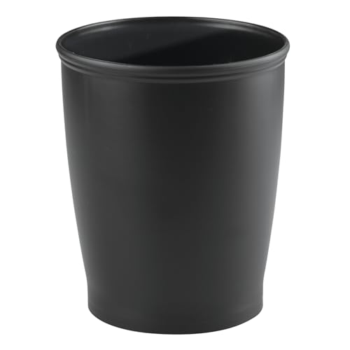 iDesign - 93437 iDesign Kent Plastic Wastebasket, Small Round Plastic Trash Can for Bathroom, Bedroom, Dorm, College, Office, 8.25' x 10', Black