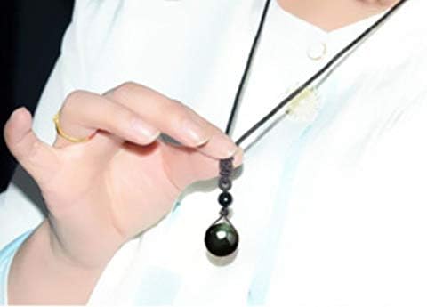 Thajaling 16mm Obsidian Rainbow Eyes Stone Lucky Blessing Chakra Natural Black Beads Pendant Necklace with Adjustable Braided Rope Cord for Woman Men