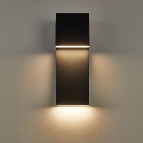 Image of Tarentlight Modern LED Outdoor Wall Sconce 17W Integrated LED Outdoor Wall Mount,Anti Rust Textured Black Suit for Wet Locations and All Rooms,Easily Installed in Any Direction.Bulb Included.