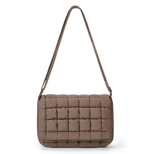 HiTotes Quilted Crossbody Bag for Women Lightweight Puffer Cross body Purse Nylon Shoulder Bag with Adjustable Strap for Daily Use
