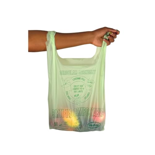 BioBag (USA) Large Size- 100% Certified Compostable Shopping Bags, 20 lb Capacity, 10 Gallon 500 Count, Large Shopper, Great for On The Go, Farmers Markets, Grocery Stores, Restaurants product photo
