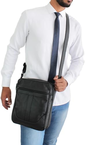 bolsa masculina e feminina tiracolo 100% couro bovino legítimo Shoulder Bag 015 (Preta)