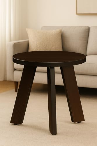 Image of SBF Furniture Mini Round Side Table, 30 cm, Matte Finish, Modern Minimalist Design, 3 Angled Legs (Round Brown)
