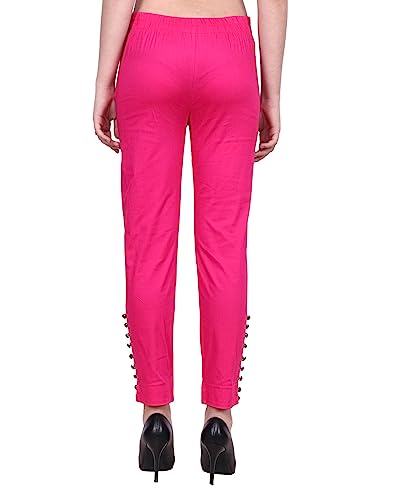 Image of POPWINGS Women Casual Mid Rise Stretchable Red Cotton Trouser