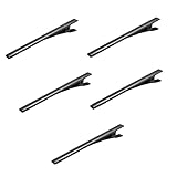 MIPAHI 5pcs Black Korean Style Simple One-word Hair Clips,Metal Crocodile Hair Clips Solid Color Stu