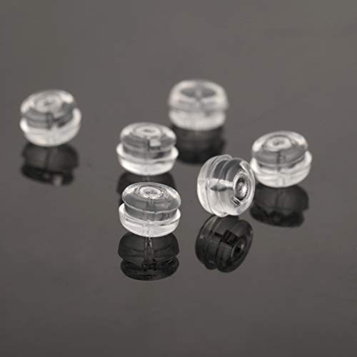 2 Pairs 14K Real White Gold Earring Backs Hypoallergenic Soft Clear Silicone Earrings Backings Replacements Secure Safety For Studs Drops Comfortable #TOP6