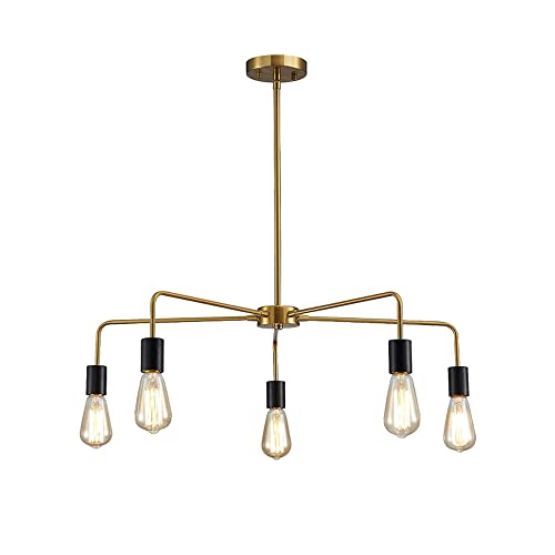 Chandelier bougie à 5 lumières suspendu en métal rétro pour salon