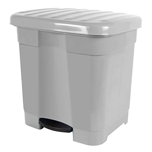 Ac - Cubo De Basura Ecológico 46l - Cubo Con 2 Divisiones Interiores - Cubo Reciclar - Fabricado En Plástico Resistente. - Ideal Para El Hogar, Trabajo, Hostelería, Etc. Color Plata