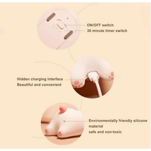 Luminária Abajur Noturna De Silicone COELHO 9 Opções de Luz Com Sensor Toque Recarregável USB Night