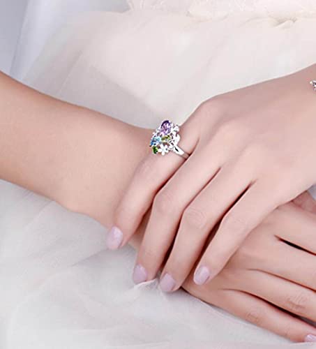 Bague bande ouverte réglable fleur d'améthyste à porter au quotidien