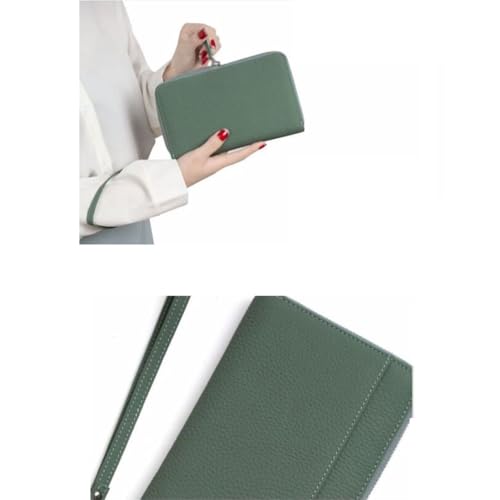 7.7Inch Business Wallets Women's Money Clips Genuine Leather Card Cases Purses Blocking Wallet Handbags (Pink)3