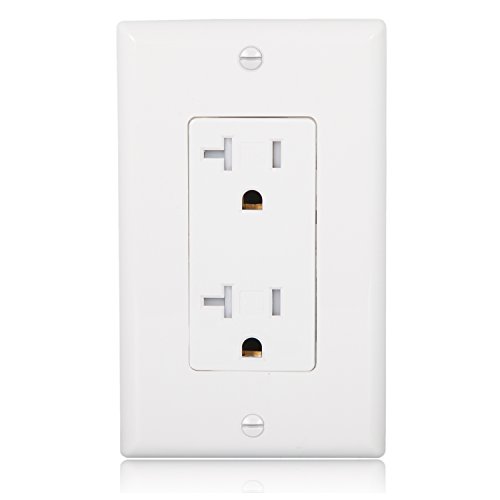 Maxxima 20A Tamper Resistant Duplex Receptacle Standard Decorative Electrical Wall Outlet, Child Proof Safety, White, 20 Amp, Tr, Wall Plates Included Contractor Pack (Pack Of 10) #TOP1