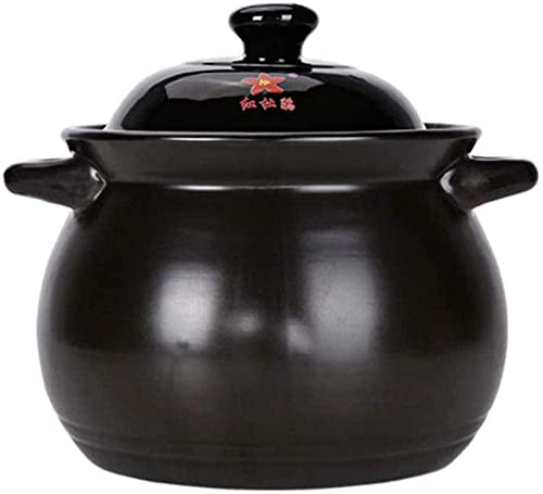 ZGYOZMNG Olla para cazuela Cazuela de Barro Estofado Cocción Lenta Cocción a Fuego Lento Sartén Ovalada de Gran Capacidad Negro-Negro_3 (Negro 3,3 L) (Negro 4,3 L)