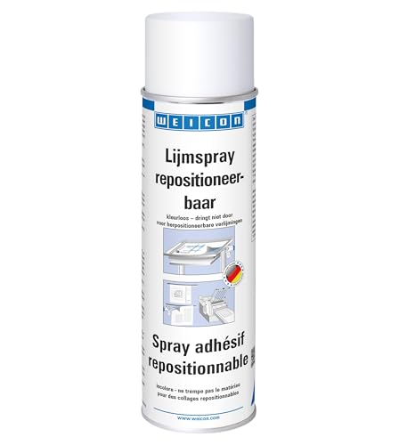 WEICON Spray Adhésif Répositionnable 500 ml / Adhésif universel pour collages redétachables et repositionnables / Transparent
