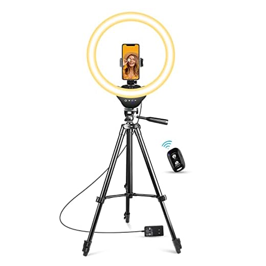 Sensyne 14'' Ring Light with Extendable Phone Tripod, Selfie LED Circle Light with Stand and Phone Holder for Video Recording/YouTube/TikTok/Live Stream, Compatible with All Phones and Cameras