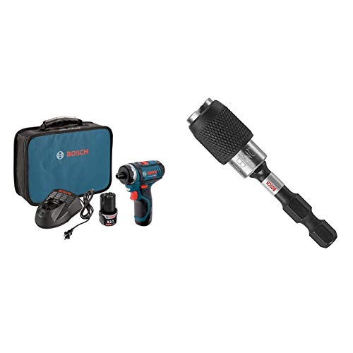 Bosch PS21-2A 12V Max 2-Speed Pocket Driver Kit with 2 Batteries, Charger and Case & ITBHQC201 2 1/4