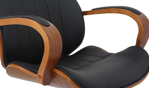 Sedia da Ufficio Melilla in Similpelle I Sedia ergonomica I Seduta Confortevole I Funzione Girevole a 360, Funzione Dondolo, Colore:Noce/Nero - Sedia gaming - Immagine 6