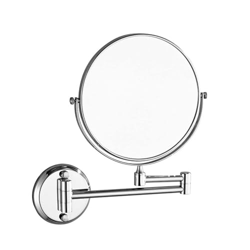 Lustro montowane na ścianie, 1 x / 10 x Magnifying Mirror, 8 cali dwustronne wysuwane lustro do kąpieli, 360° Swivel Double Sided Extendable Bathroom Mirror for Shaving, Make Up Mirror (kolor : chrom)
