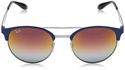 Ray-Ban RB3545 Metal Round Sunglasses, Gunmetal/Matte Blue/Gradient Violet, 54 mm2