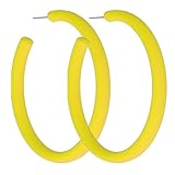 Retro Neon Yellow Acrylic Large Hoop Earrings - 80s 90s Style Colorful Big Hoop Statement Earrings for 80s Party Accessories