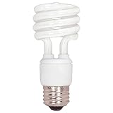 Satco S7217 13-Watt Medium Base T2 Mini Spiral, 2700K, 120V, Equivalent to 60-Watt Incandescent Lamp for Enclosed Fixtures,White