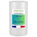 ROULEAU PAPIER BULLE/FILM À BULLES ÉCONOMIQUE 100cm x 100m – Fabriqué en FRANCE – Protection Légère et Flexible – Bulles 10mm – Idéal Calage Colis, Emballage Vaisselle et Petit Déménagement