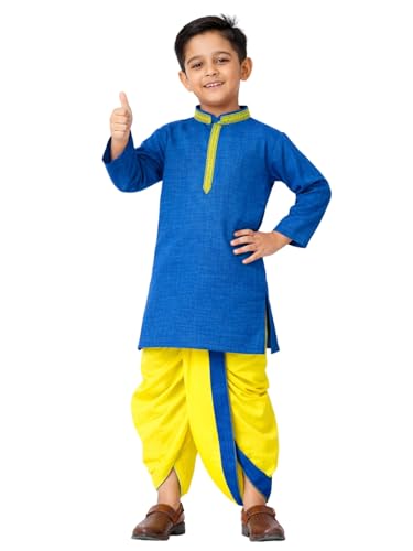 Image of Boys Ethnic Kurta & Elastic Waist Dhoti Set