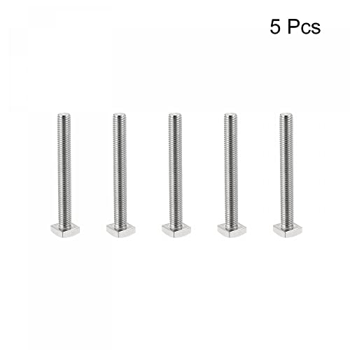Image of uxcell Square Head Bolt, 5pcs M8x70mm Fully Thread 304 Stainless Steel Grade C Square Machine Screws