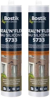Bostik S733 Seal N Flex Bau Silicon braun 1K Silikon Dichtstoff 300ml Kartusche (Packung mit 2)