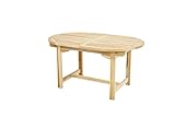 teakholz tisch klappbar Flexibel: Der ovale Holztisch lässt sich kinderleicht von 150cm auf 210cm verlängern