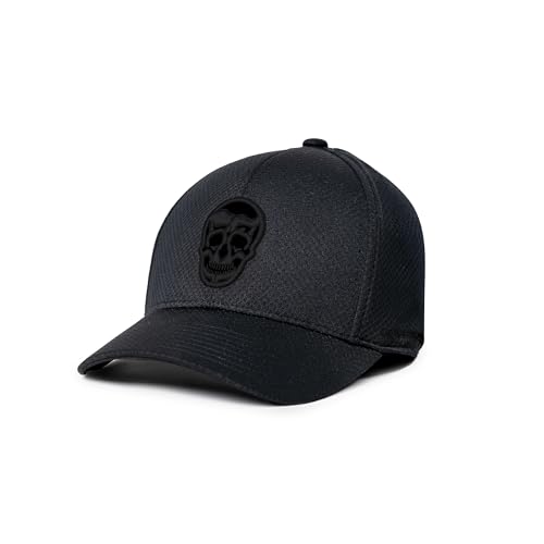 Gymreapers Baseball Hats and Caps for Men | Lightweight Fitted Hats for Running Workouts Gym and Outdoor Sports | Polyester Made Moisture Wicking Adapt Caps (Black/Black)