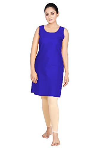 Image of Women's Cotton Long Camisole for Kurti /Suit Slip /Long Inner /Samij for Women Sameej /Knee Length Inner Wear /Sameez /Kurti Slip /Round Neck /Invisible