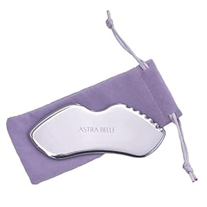 Stainless Steel Gua Sha from Astra Belle for Facial Skin Care Scraping Massage Tool with Comb Teeth | Facial Massage, Used for Face, Neck, and Around Lips with Travel Pouch or Case