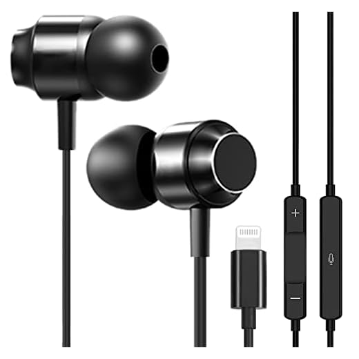 Headphones Earbuds Wired Earphones with Microphone and Volume Control,Lightning Connector Earbud [Apple MFi Certified] Headphone Compatible with iPhone 14/13/12/11 Pro/Xs Max/XR/X/7/8 Plus – Black