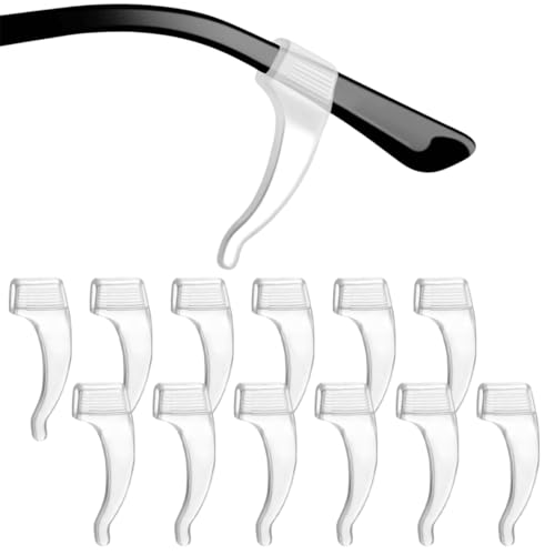 NJCXOLA Sujeta Gafas, 6 Pares, Silicona Antideslizante, Classic, Blanco, Gancho del Oído, Deportes