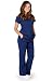 Ultra Soft Brand Scrubs - Premium Womens Junior Fit 3 Pocket Mock Wrap Scrub Set, Navy 37907-Medium