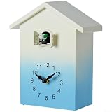 snowchecking Orologio a cucù con movimento al quarzo silenzioso per spazi sensibili al rumore, campanello a cucù orario e movimento degli uccelli (blu)