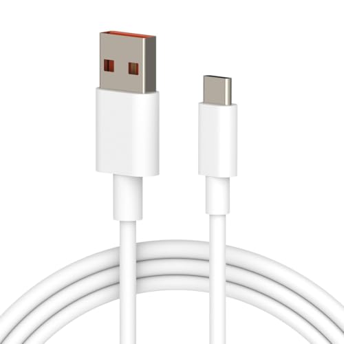 Image of Type-C data cable Compatible with Galaxy S21 FE - 1MTR White Cable, 22.5W Power, Non-Braided Cable, Braided Cable, Lightweight Cable