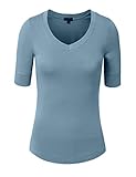NE PEOPLE Womens Light Weight Comfy ELBOW SLEEVE V NECK TOP Shirts 20 Colors