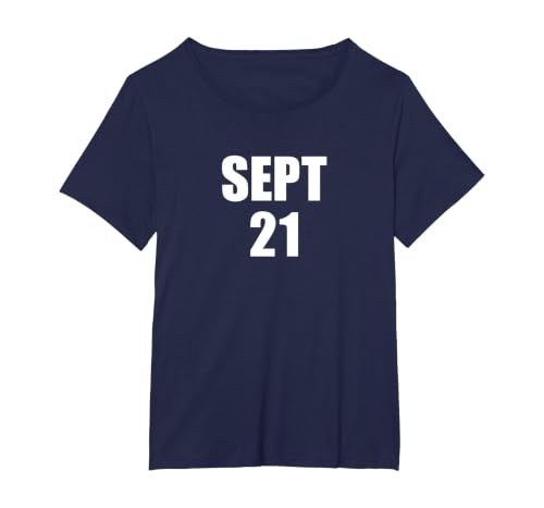Sept 21 September 21st Date T-Shirt T-Shirt, Women's Plus, Navy Blue, 6X