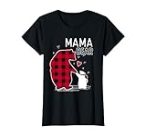 mama bear - pigiama natalizio a quadri con bufalo rosso maglietta
