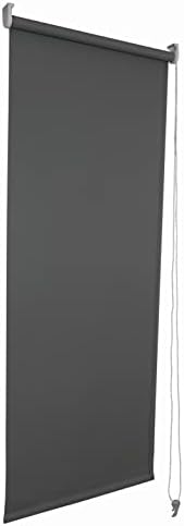 Funky Gadgets Roller Blinds Thermal Blackout Roller Blind, Easy Fit Child Safe Trimmable UV Protection Home Office Window Blinds, Grey Blind (120cm Wide X 165cm Drop)
