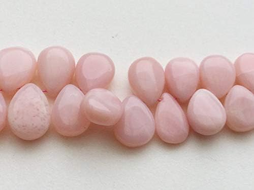 Pink Opal Plain Pear Beads, Peruvian Pink Opal Pear Briolette, Pink Opal Necklace, 7x10mm - 12x17mm, 8 Inch, 42 Pcs