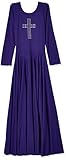 Clementine Praise & Litúrgico - Vestido de baile de cruz plateada para mujer - Morado - Large