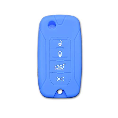 1neiSmartech Cover Coloreada Protector De Silicona Suave Para Carcasa Llave 3 Teclas Plegable Para Coche Jeep Renegade, Cherokee Cobertura Del Mando A Distancia Turquesa
