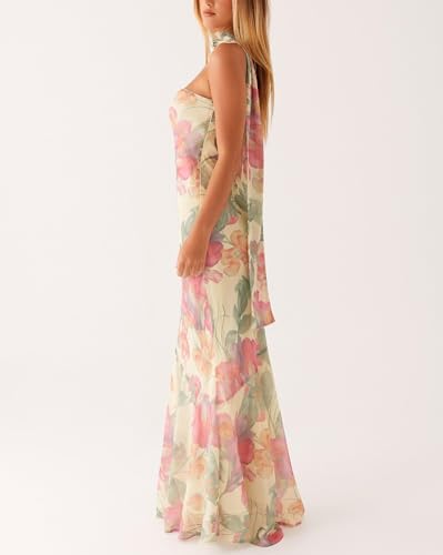 Women Strapless Floral Dress with Sarf Mesh Tube Maxi Dress Summer Cocktail Wedding Guest4