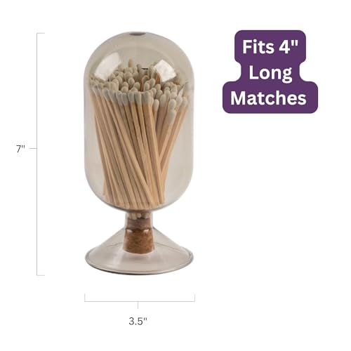 MILAVERA Premium Smoke Glass Cloche - Decorative Jar with Striker. Holder for Long Matches for Candles, Fireplace, Bathroom Accessories, Bath Salts. Includes Attachable Match Striker. (No Matches) by Milavera - Image 6